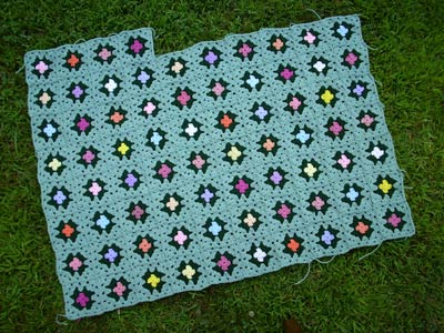 183 Flower Garden Granny - seven rows completed